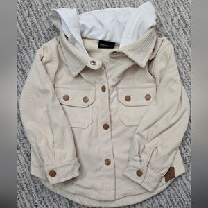 Little Bipsy Hooded Corduroy Shacket in Oat